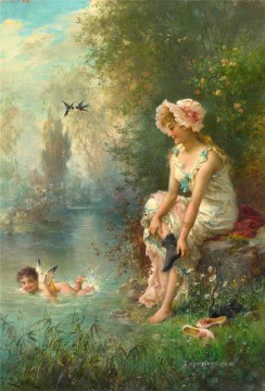 ハンス・ザツカ Painting - 花の天使と少女 ハンス・ザツカ